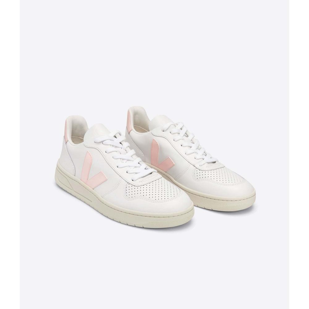 Αθλητικά Παπούτσια γυναικεια Veja V-10 LEATHER White/Pink | GR 659RVD